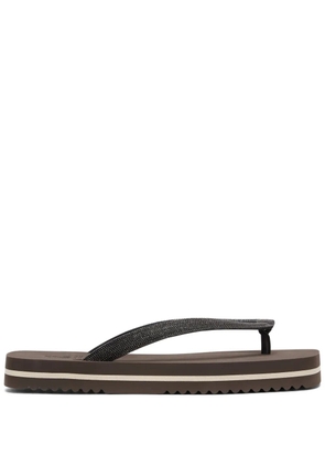 Brunello Cucinelli Monili-embellished flip flops - Brown