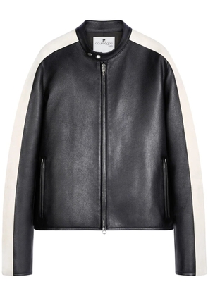 Courrèges Contrast stripe-detail leather jacket - Black