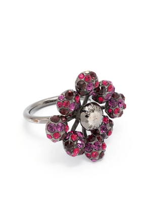 Louis Vuitton Pre-Owned 2000s rhinestone-embellished floral ring - Grey