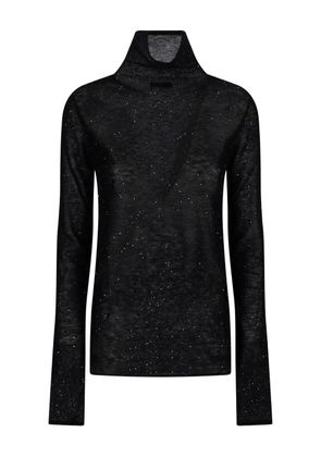 PINKO roll-neck embellished top - Black