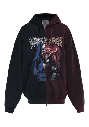 VETEMENTS graphic-print zip-up hoodie - Black