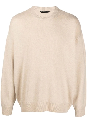 Balenciaga logo-embroidered cashmere jumper - Neutrals