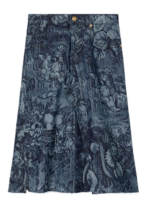 Tory Burch printed denim skirt - Blue