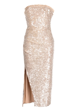 Needle & Thread Stellar Gloss strapless dress - Brown