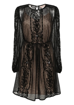 TWINSET floral-lace mini dress - Black