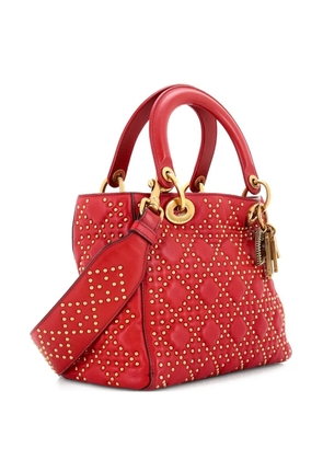 Christian Dior Pre-Owned Supple Lady Dior Bag Cannage Studded Lambskin Medium satchel - Red