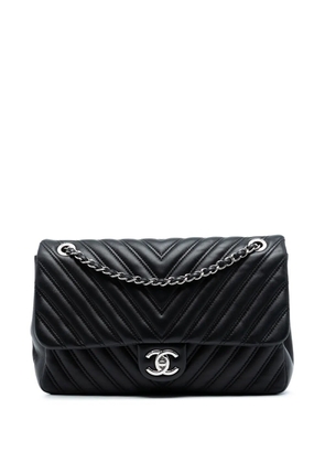CHANEL Pre-Owned 2015-2016 Jumbo Classic Chevron Lambskin Double Stitch Single Flap shoulder bag - Black