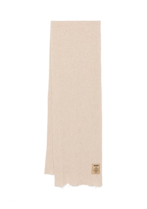 Uma Wang ribbed frayed-edge scarf - Brown