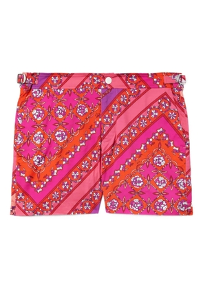 PUCCI floral-patterned diagonal-stripe swim shorts - Pink