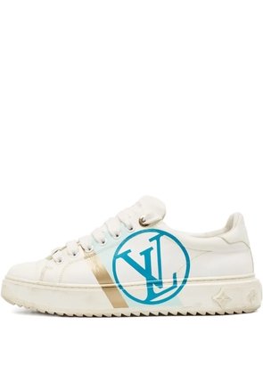 Louis Vuitton Pre-Owned leather monogram sneakers - White