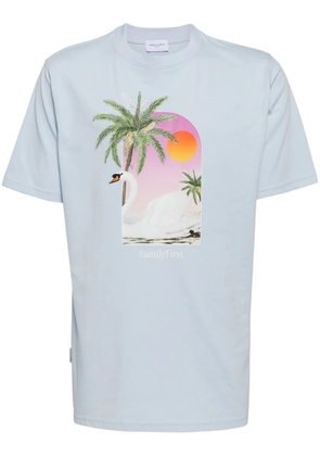 Family First Swan-print cotton T-shirt - Blue
