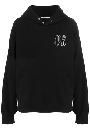 Palm Angels logo-print cotton hoodie - Black