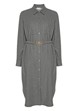 Moncler logo-patch shirt dress - Grey