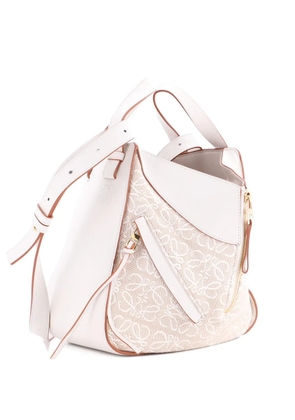 Loewe Pre-Owned Hammock Bag Leather and Anagram Jacquard Small shoulder bag - White