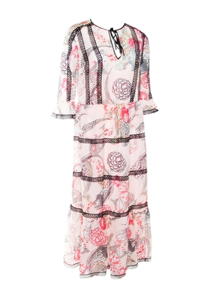 Temperley London floral-print lace-trim maxi dress - Neutrals