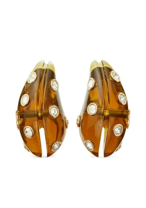 Tory Burch crystal-embellished wave earrings - Brown