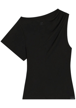 Courrèges asymmetric draped T-shirt - Black