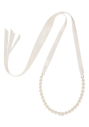 Jennifer Behr pearl-embellished ribbon tie necklace - White