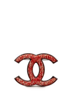 CHANEL Pre-Owned 2015 CC Silver Plated and Tweed Brooch costume brooch