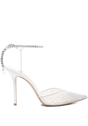 Jimmy Choo Pre-Owned Saeda 105mm crystal-embellished pumps - White