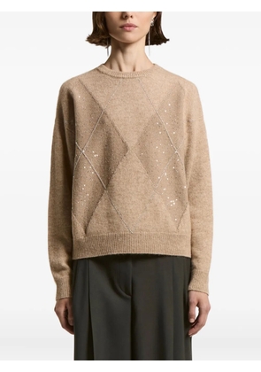Peserico sequin-embellished diamond-pattern sweater - Neutrals
