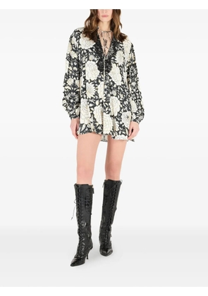 Roberto Cavalli floral-print mini dress - Neutrals