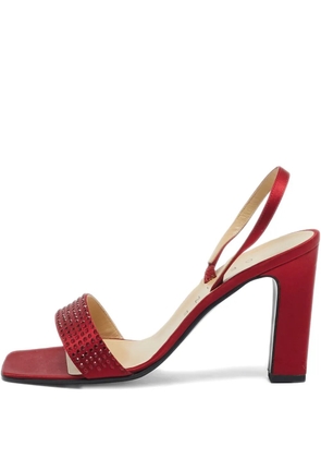 Celine Pre-Owned rhinestone-embellished heeled sandals - Red