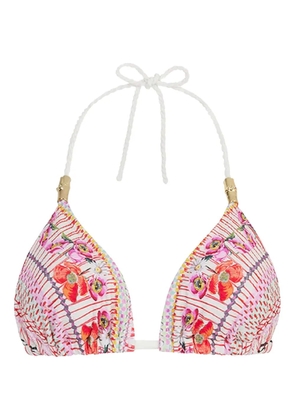 Temperley London Pomegranate floral triangle bikini top - Pink