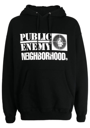 Neighborhood x Public Enemy logo-print cotton hoodie - Black