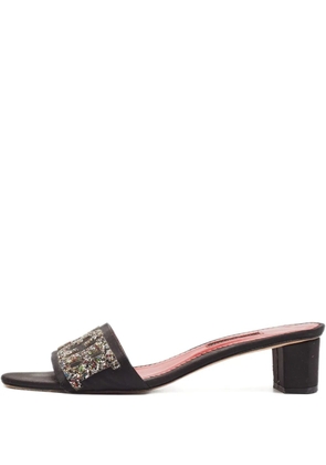 Carolina Herrera Vintage glitter block-heel sandals - Black