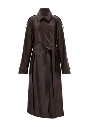 Ferragamo belted leather trench coat - Brown