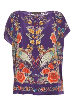 Roberto Cavalli floral-print silk top - Purple