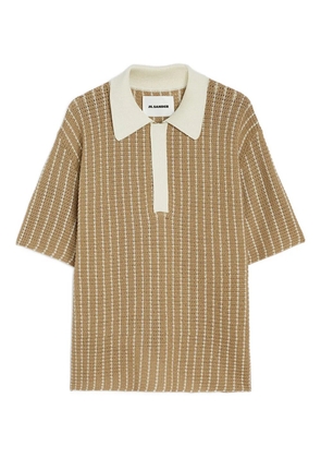 Jil Sander striped-pattern polo shirt - Brown