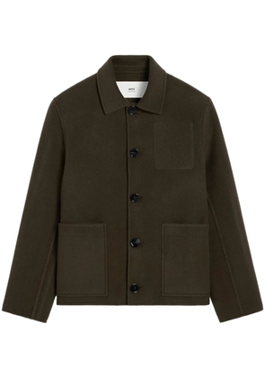 AMI Paris boxy wool-cashmere blend jacket - Brown