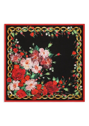 Dolce & Gabbana rose-print scarf - Black
