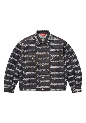 Supreme jacquard-logo denim jacket - Black