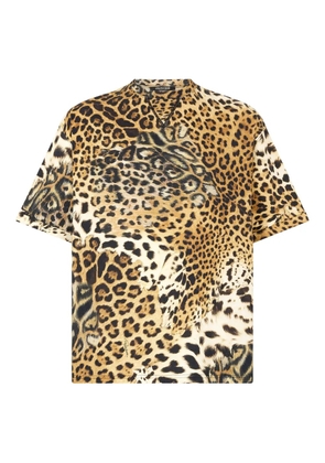 Roberto Cavalli animal-print cotton T-shirt - Yellow