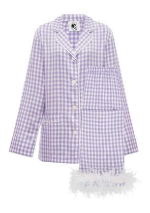 Sleeper gingham feather-trimmed pajamas - Purple