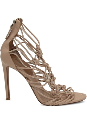 Alaïa Pre-Owned 100mm knotted leather high heels sandals - Brown