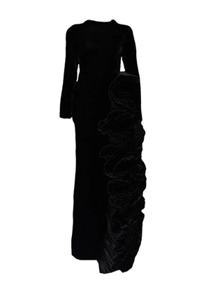 THA SEEN flower-embellishment maxi dress - Black