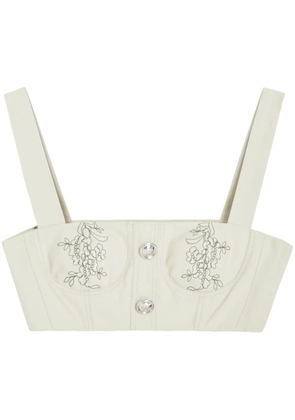 Giambattista Valli floral-jacquard cropped top - Neutrals