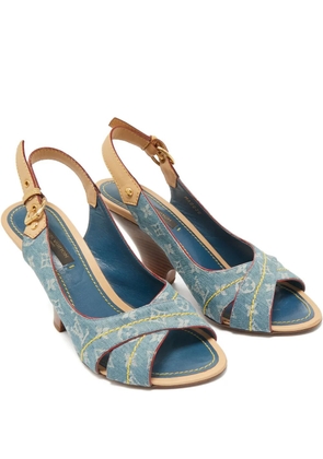 Louis Vuitton Pre-Owned denim slingback sandals - Blue