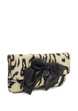 Chloé Pre-Owned abstract-print bow-detail clutch - Neutrals
