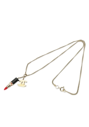CHANEL Pre-Owned 2004 Gold Plated CC Lipstick Pendant Necklace costume necklace