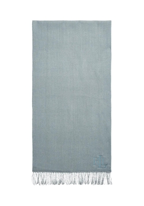 Lauren Ralph Lauren logo-embroidered fringed scarf - Blue
