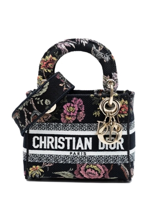 Christian Dior Pre-Owned 2022 Mini Embroidered Canvas Mille Fleurs Lady D Lite satchel - Black