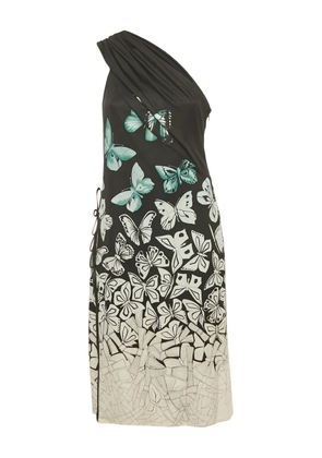 Versace Pre-Owned butterfly-print one-shoulder dress - Black