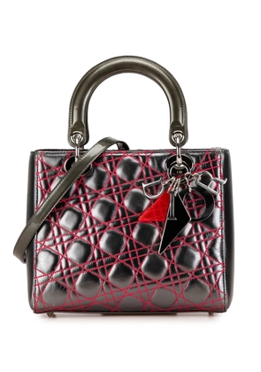 Christian Dior Pre-Owned 2011 Anselm Reyle Medium Metallic Lambskin Cannage Lady Dior satchel - Grey