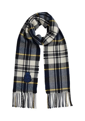 Tommy Hilfiger plaid-pattern fringed scarf - Blue