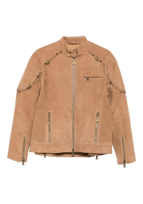 Patrizia Pepe chain-embellished zip-front jacket - Brown